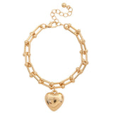 Golden Heirloom Heart Charm Bracelet
