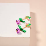 Christmas Green Hand & Ball Ornament Dangling Earrings