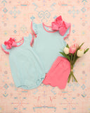 Mia Bubble- Dark Mint Stripe w/ Pink