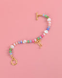 Confetti Crush Coquette Bead Pearl Toggle Bracelet
