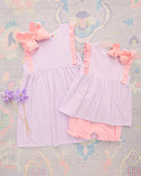 Evie Dress- Lavender Gingham w/ Light Pink