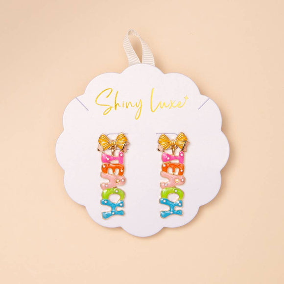 “Teach” Word Enamel Post Earrings with Pencil Shaped Bow