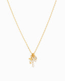 Pearl Cross Triple Charm Pendant Necklace