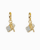 Cross Pearl Charm Hoop Earrings