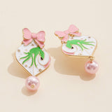 Christmas Ball & Green Monster Dangling Earrings
