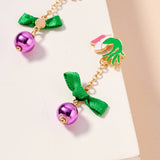Christmas Green Hand & Ball Ornament Dangling Earrings