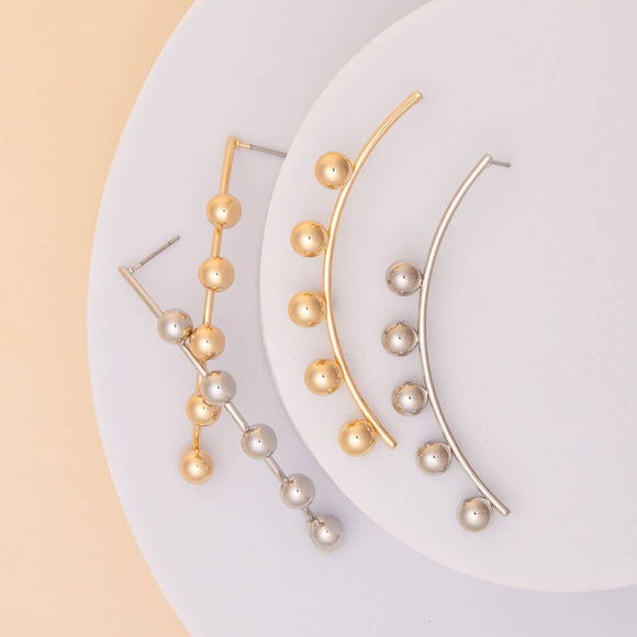 Vertical Ball Beaded Arch Post Earrings