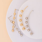 Vertical Ball Beaded Arch Post Earrings
