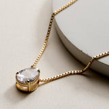Gold Filled Teardrop CZ Pendant Necklace