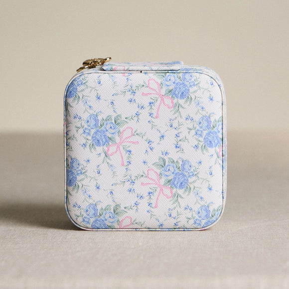 Floral Travel Jewelry Box with Mirror