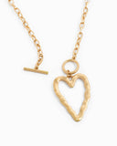 Hammered Heart Toggle Necklace
