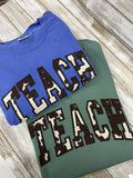 Cow Print "TEACH" Shirt