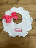 Blossom Lace Personalized Baby Bib with Bow