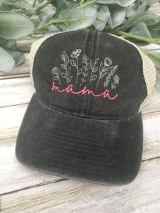Mama Floral Hat (Embroidery)
