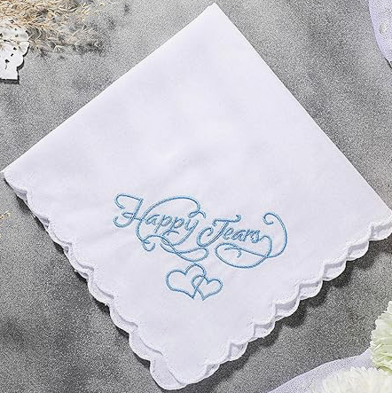 Embriodered Wedding Handkerchief (Happy Tears)