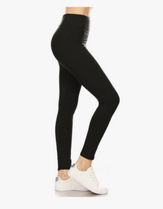 Black Buttery Soft Yoga Band Leggings (One Size fits sizes 0-14)