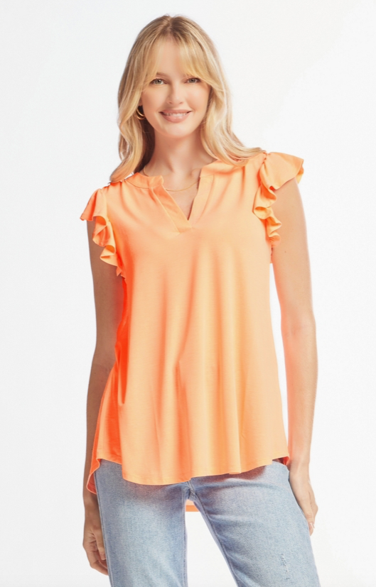 Lizzy Flutter Sleeve Top (Orange)