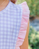 Evie Dress- Lavender Gingham w/ Light Pink