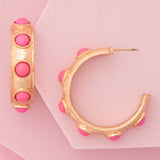 Gold Beaded Hoops (Multiple Colors)