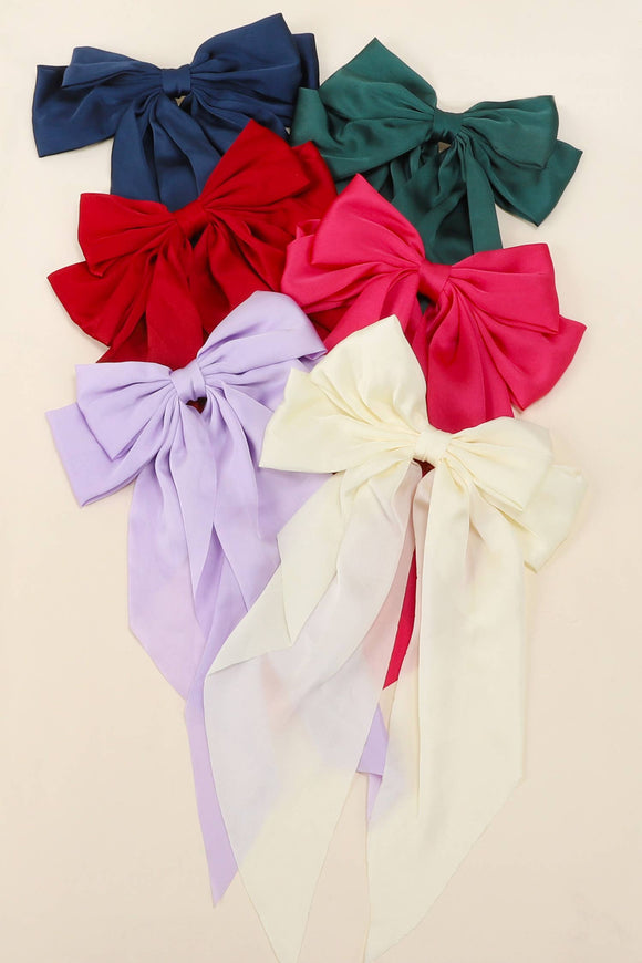 Fabric Bow Ribbon Barrette Hair Clip