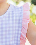 Evie Bubble- Lavender Gingham w/ Light Pink