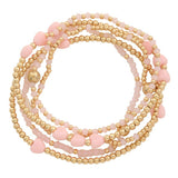 Golden Blush Heart Bracelet Set – 5 Piece Stack