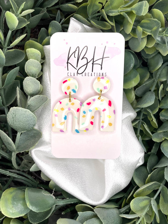 Spring Arch Colorful Dangle Handmade Clay Earrings